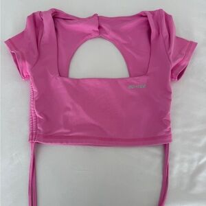 Bo+Tee Pink Cut-Out Crop Top